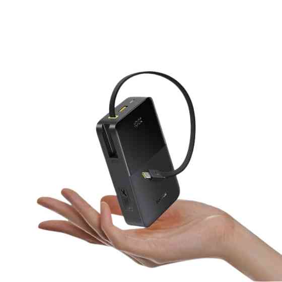 Зовнішній акумулятор Baseus EnerFill FC51 Bipow2 Pro Digital Display Power Bank with Built-in Cable 20000mAh 22.5W Cosmic Black Київ