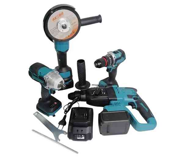 Набір інструментів 4 в 1 9712, перфоратор, гайковерт, шурупокрут, кутова шліфувальна машина Вінниця