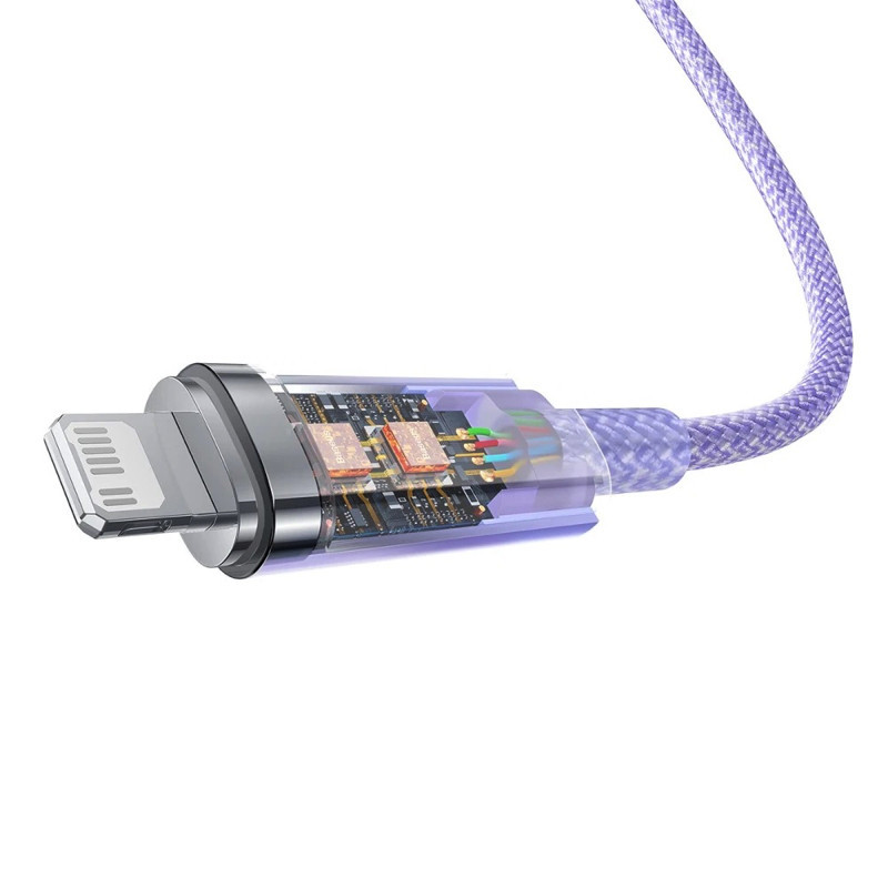 Кабель Baseus Explorer Series Fast Charging Cable with Smart Temperature Control Type-C to iP 20W 1m Purple Київ - фото 5