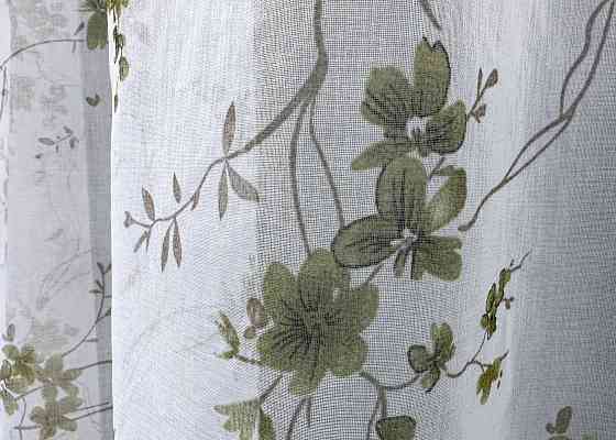 Тюль VR-Textil 1531т Flora Батист Білий з оливково-коричневим 300х270 см (42-0442) Київ