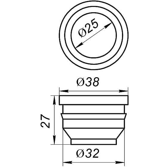Редукція гумова VSplast 32/25 (чорна) Тернопіль