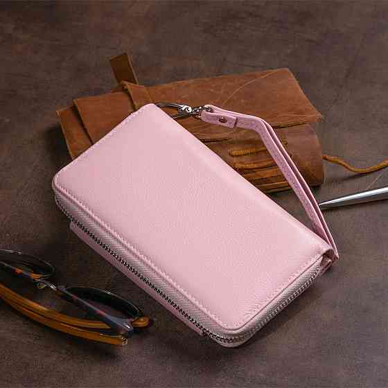 Гаманець зі шкіри на клямці ST Leather 19344 Рожевий Київ