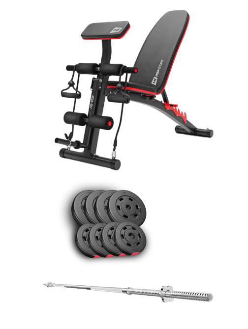 Набір Hop-Sport Premium 39кг з лавою HS-1035 та штангою Київ - фото 1