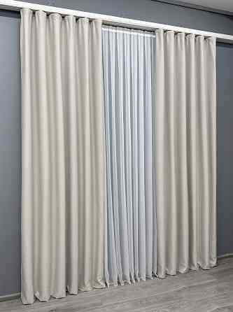 Комплект готових штор VR-Textil Шеніл однотонний № 1698ш Димчасто-білий 150х270 см 2 шт (33-0584) Київ