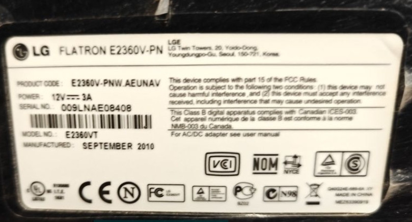 Монітор Full HD LED LG Flatron E2360V-PN Glossy Black Київ - фото 3