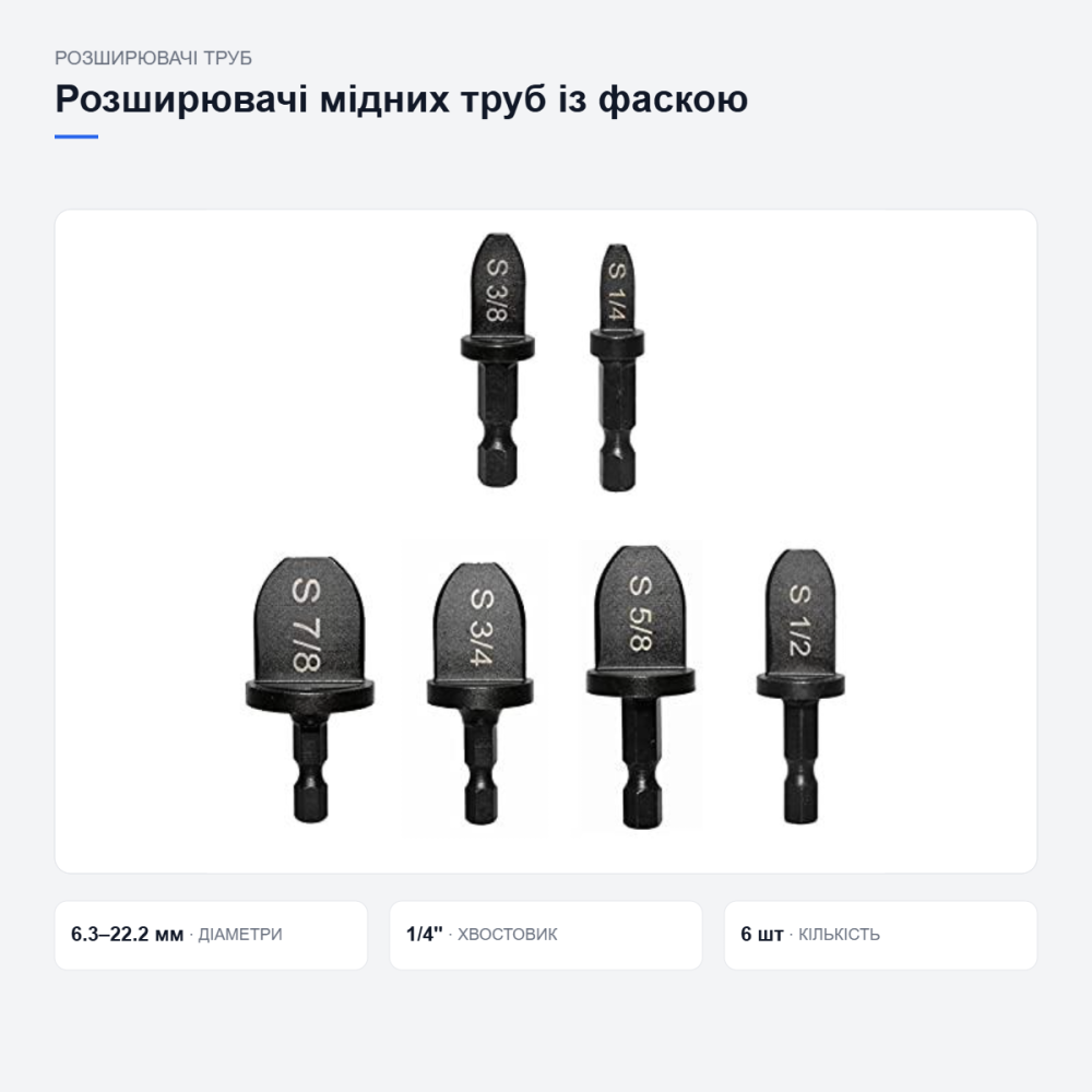 Набір розширювачів мідних труб із фаскою Київ - фото 9
