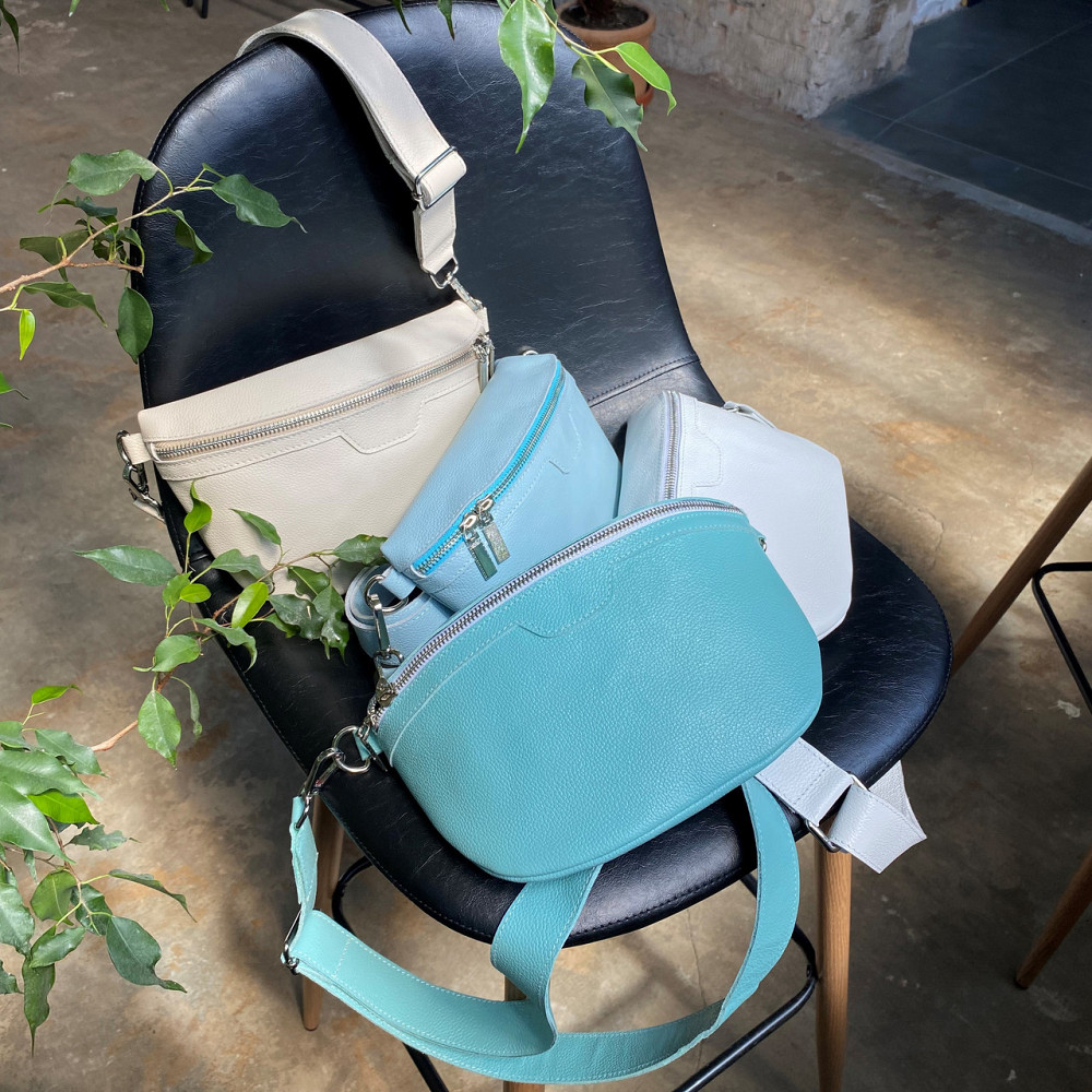 Бананка шкіряна жіноча, поясна сумка якісна на кожен день, м'ятнаMasterSem Київ - фото 2