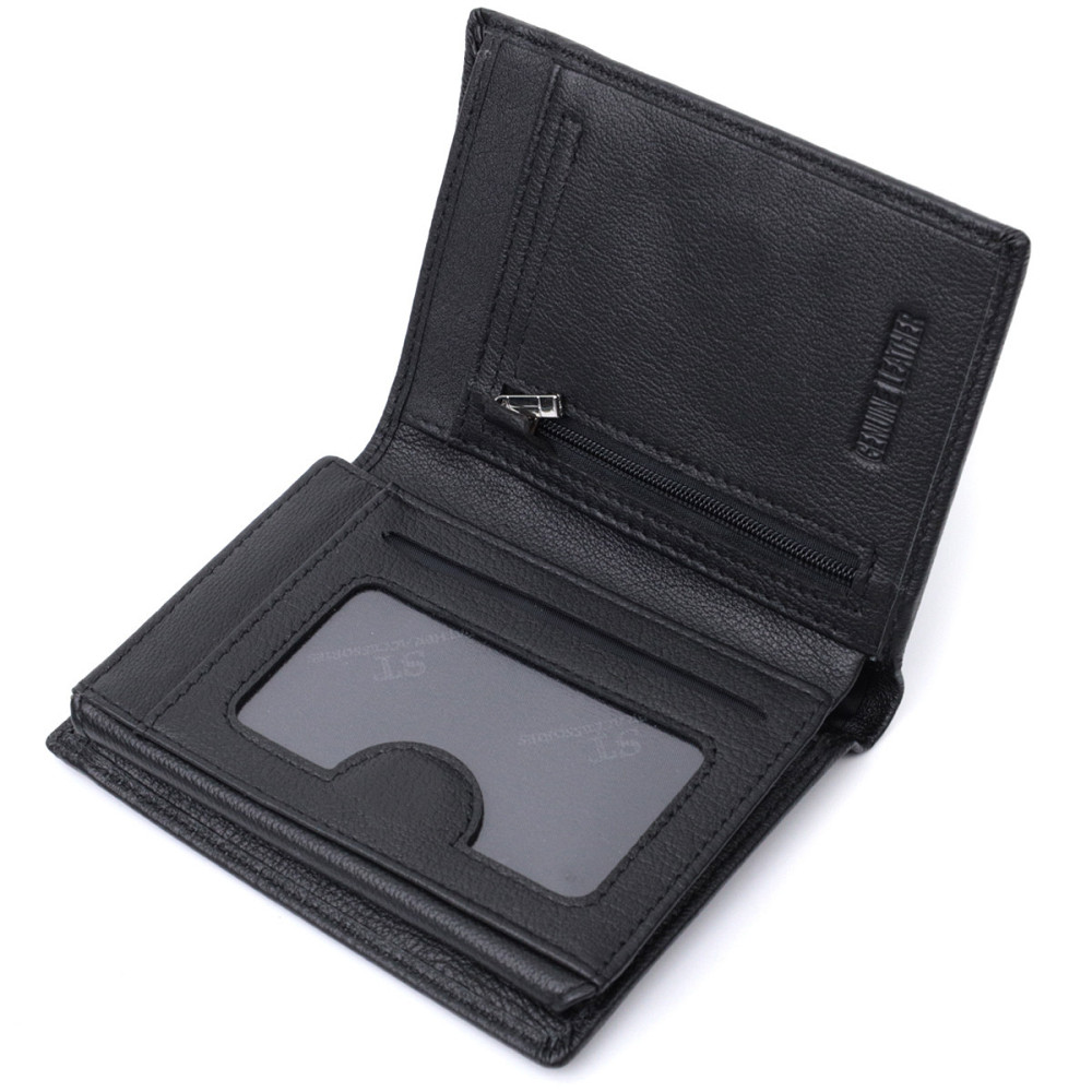 Вертикальне чоловіче портмоне з натуральної шкіри ST Leather 22733 Чорний Київ - фото 6