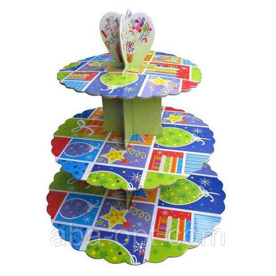 Підставка,Стенд триярусний картонний круглий для капкейків різного кольору (шт) Одеса