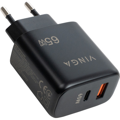Зарядное устройство Vinga GaN 65W PD+QC 1C1A ports Wall Charger (VCPCHCA65B) Винница - изображение 3