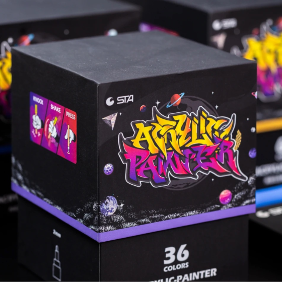 Маркери акрилові STA для малювання, преміум якість, набір 8 Metallic кольорів, універсальні для скла, дерева, ткани та кераміки Кам'янець-Подільський