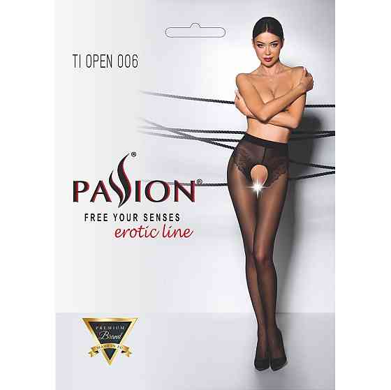 Эротические колготки Passion TIOPEN 006 3/4 (30 den), nero, с вырезом, имитация трусиков Sex Aura Киев