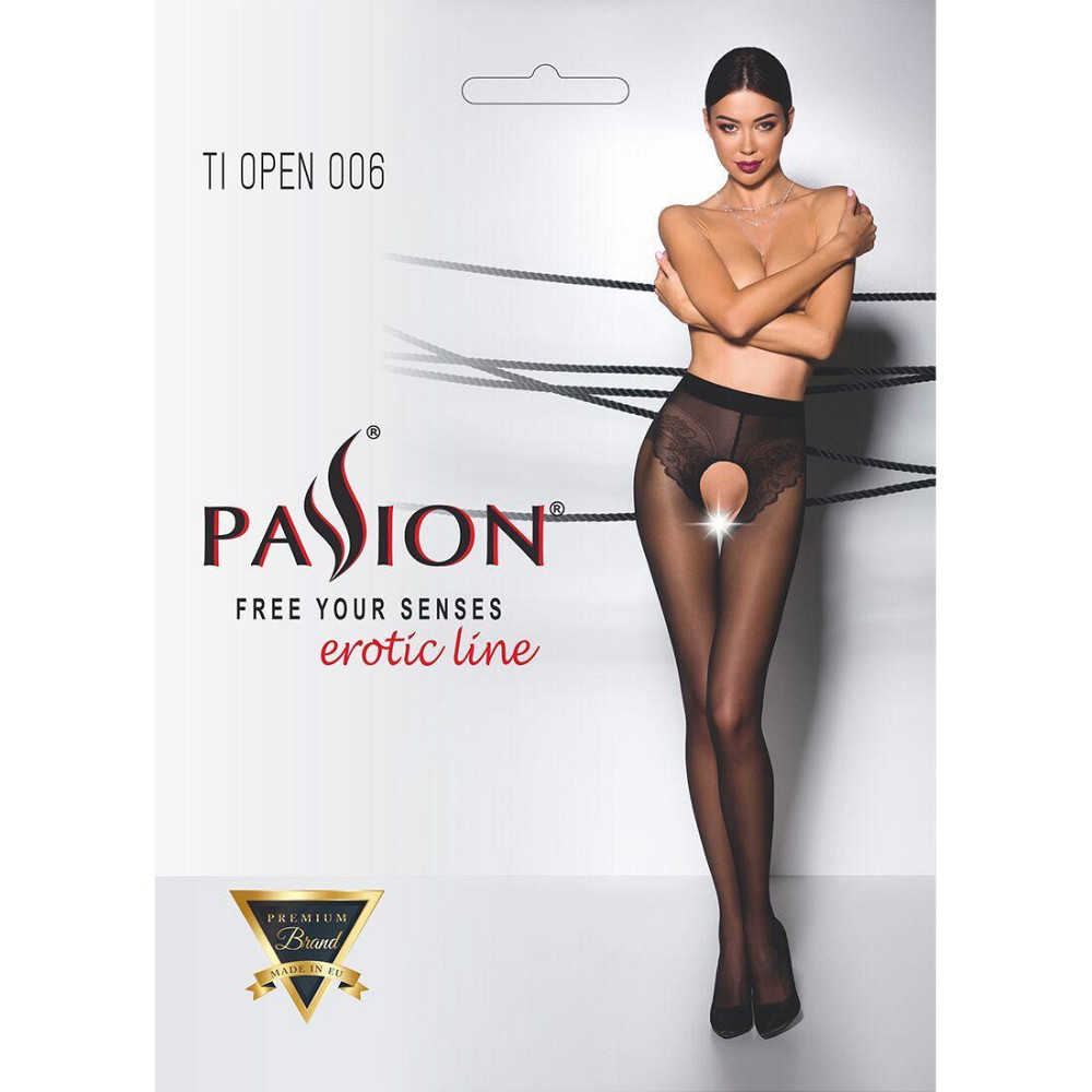 Эротические колготки Passion TIOPEN 006 3/4 (30 den), nero, с вырезом, имитация трусиков Sex Aura Киев - изображение 5