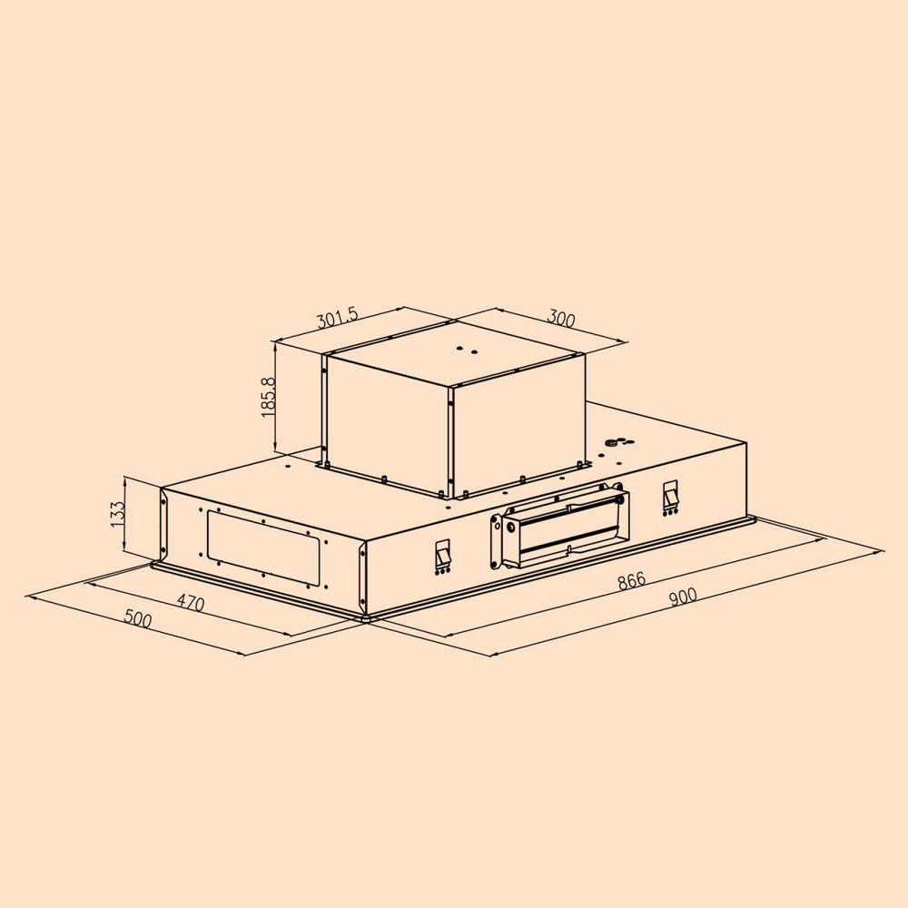 Потолочная вытяжка Remy 90 см 619 м³/ч 230 Вт 3 уровня дистанционного управления без сменного фильтра Черный Ровно - изображение 7
