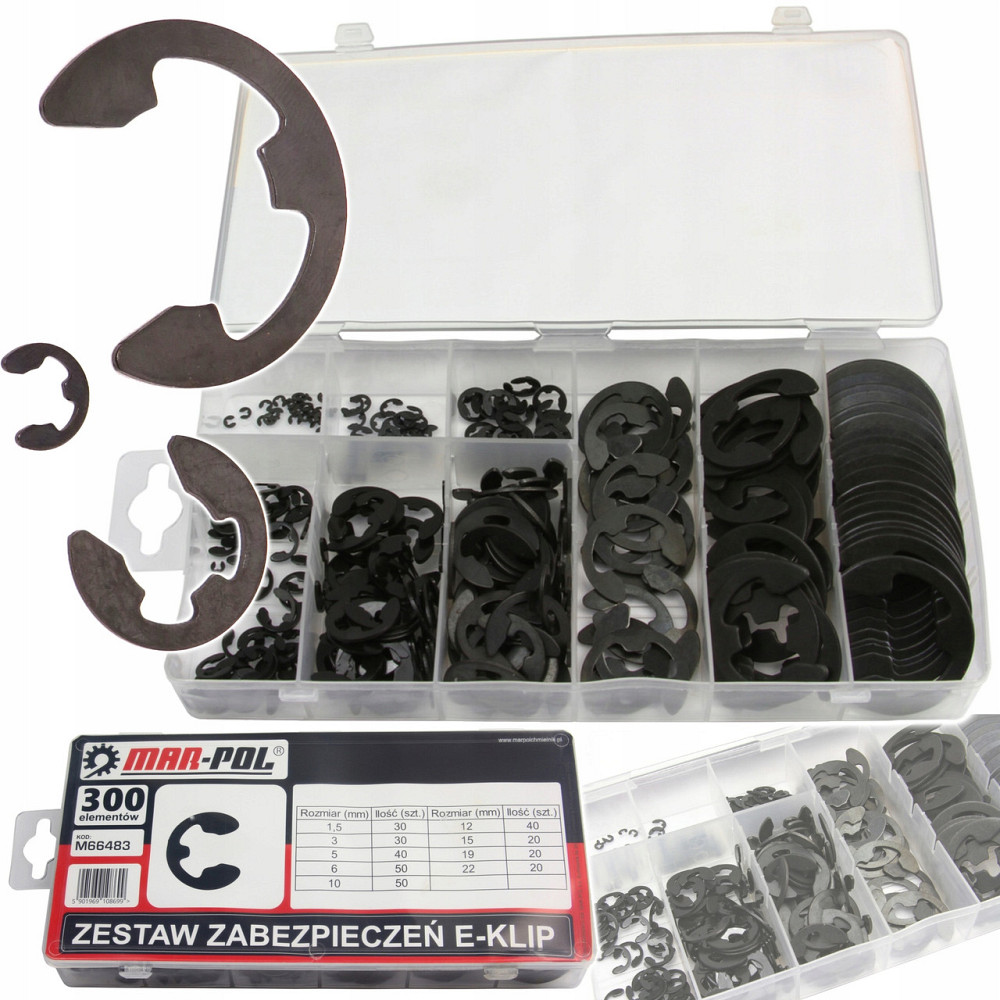 Набор Е-образных стопорных колец 300 шт в кейсе Mar-Pol (M66483) Нововолынск - изображение 1