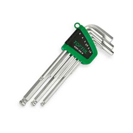 Набор ключей шестигранных длинных HEX 1,5-10 мм, 9 шт. с шарниром сталь S2 Мукачево