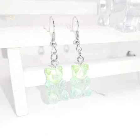 Дитячі сережки ведмедики салатові, розмір 1,6*1см, смола Київ