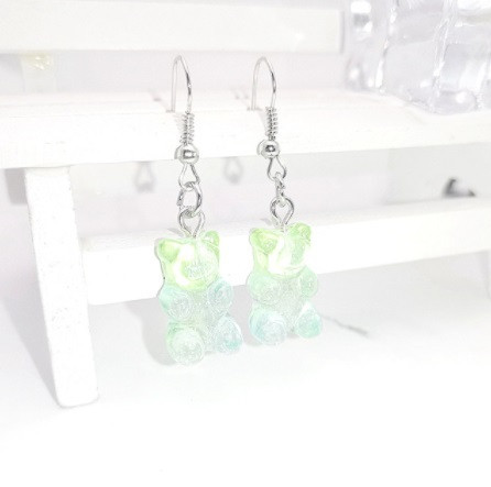 Дитячі сережки ведмедики салатові, розмір 1,6*1см, смола Київ - фото 1