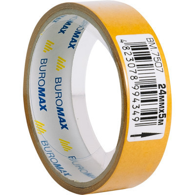 Скотч Buromax двухсторонний на полипропиленовой основе 24 мм х 5 м (BM.7507) Винница - изображение 2