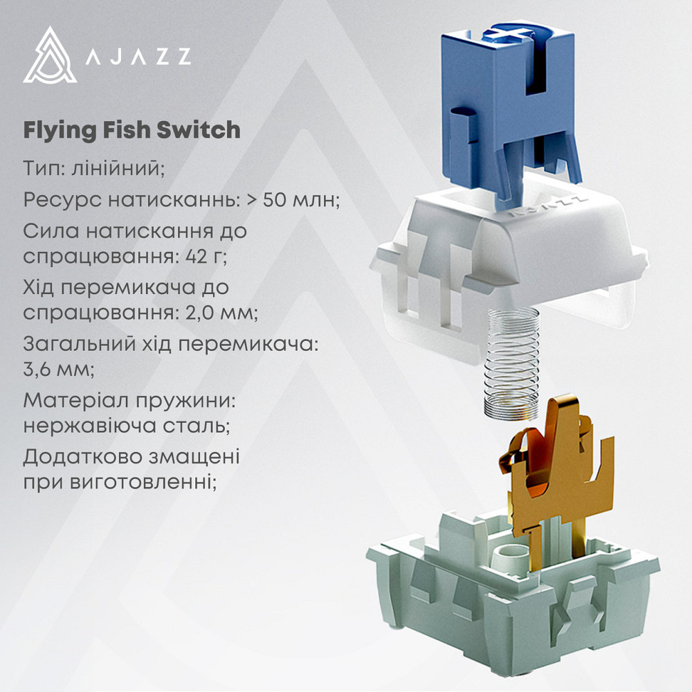 Клавіатура Ajazz AK870 V2 Flying Fish Switch White USB-C (AK870-V2-FF-BWB) ( 23544 ) Харків - фото 8