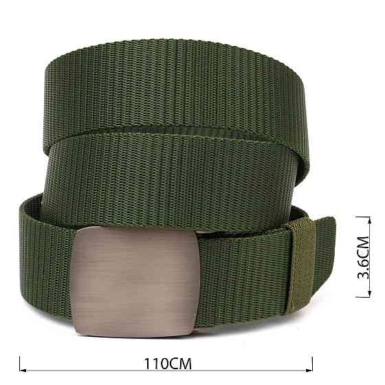 Міцний чоловічий ремінь з металевою пряжкою з текстилю 20595 Vintage Зелений Київ