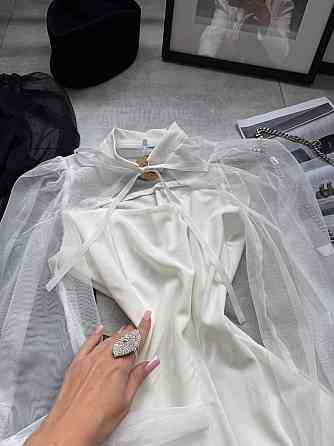 Женское нежное платье с рукавами из сеточки креп дайвинг Молочный, 46/48 Одесса