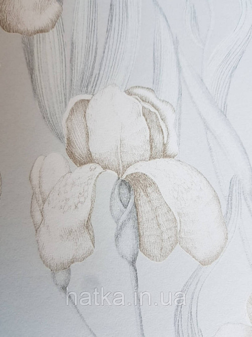 Шпалери флізелінові Decoprint Elisir EL21021 квіти коричневі листя сірі на світло-сірому тлі Київ - фото 2