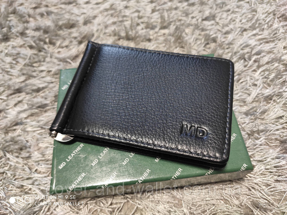 Тонкий зажим для денег на магнитах с карманом на молнии MD Leather 22-1002 Киев - изображение 1
