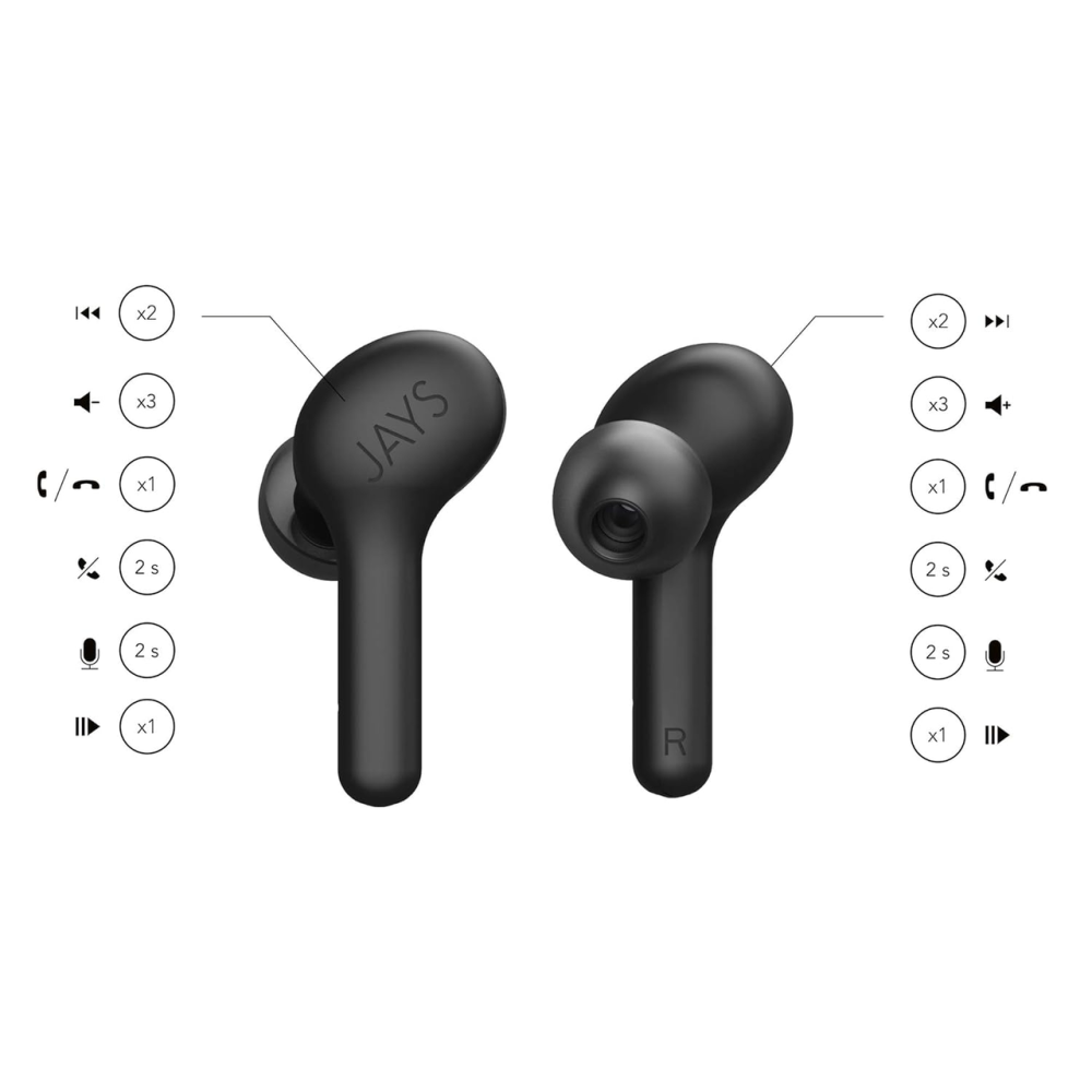 Бездротові навушники JAYS f-Five (F5TW01) Bluetooth True Wireless Black — Шведська якість звуку та свобода руху Київ - фото 6