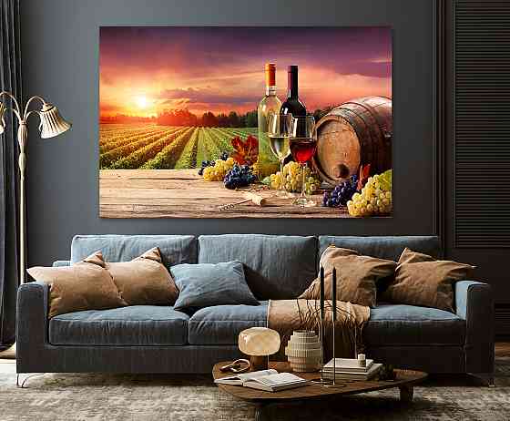 Картина холст в гостиную / спальню  Захід сонця на виноградних полях   MLP_305 Киев
