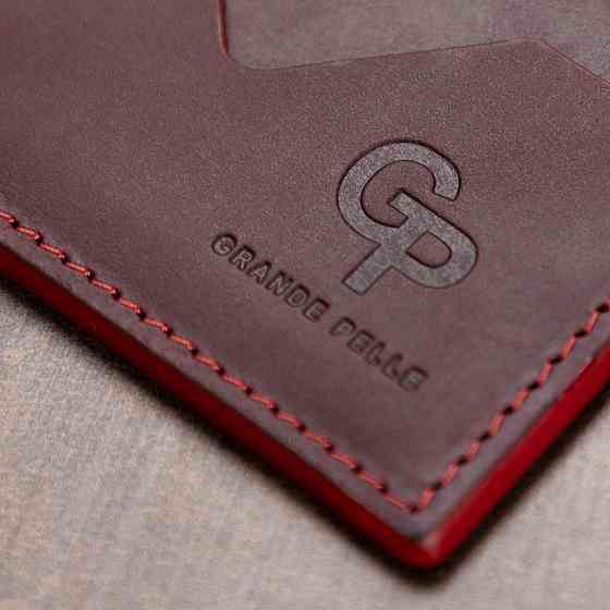 Шкіряний жіночий картхолдер GRANDE PELLE 11527 Бордовий Київ