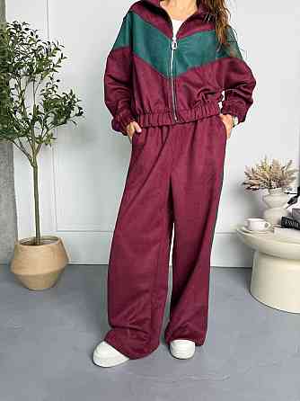 Женский стильный повседневный костюм двойка из замша на дайвинге Одесса