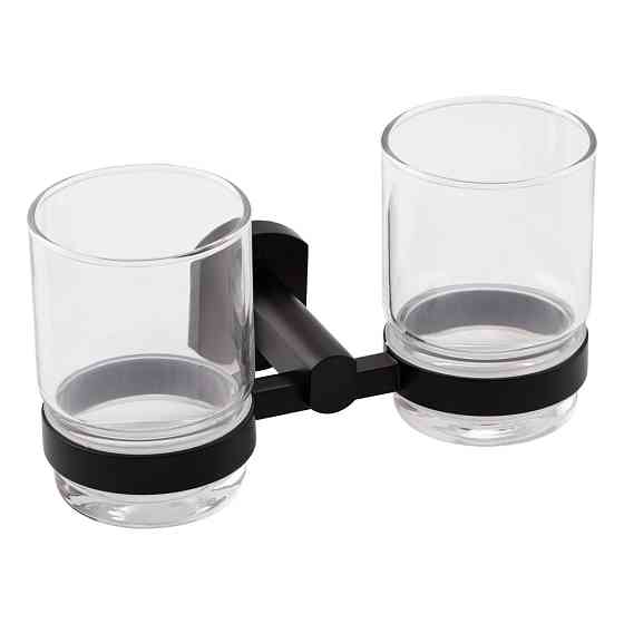 Стакан с держателем Qtap Liberty настенный двойной QTLIBBLM1155 Black Киев