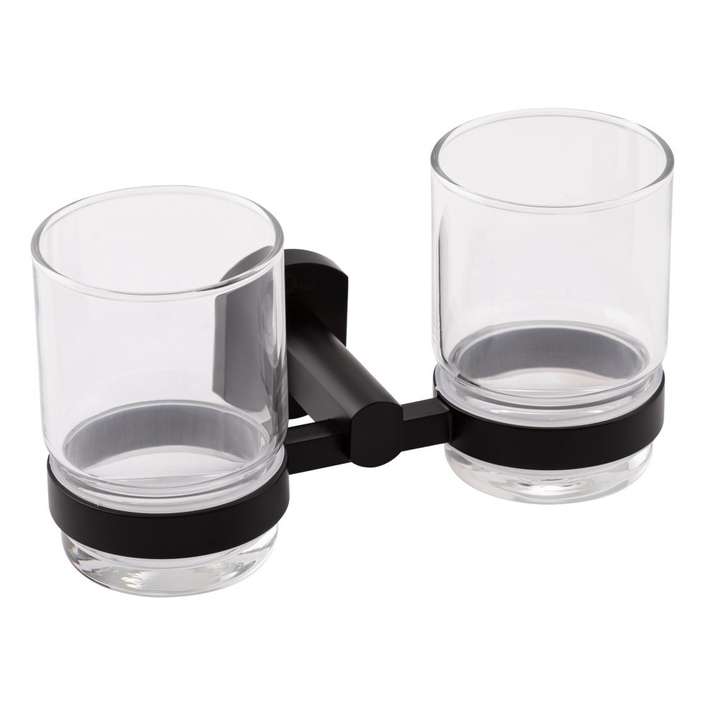 Склянка з тримачем Qtap Liberty настінний подвійний QTLIBBLM1155 Black Київ - фото 1