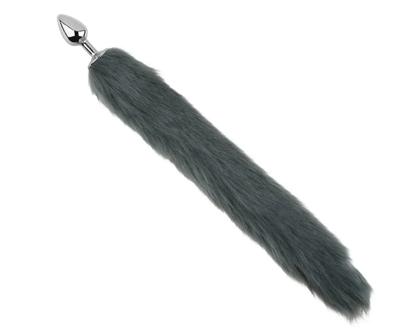 Анальна пробка із хвостом EGZO - Fox Tail Silver Plug Light Gray, size S Sex Aura Київ - фото 2