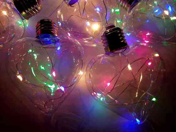 Гирлянда штора лампочки Сердце 3х1.5м 150 лед (10 нитей по 8 см) медный провод Мульти Винница