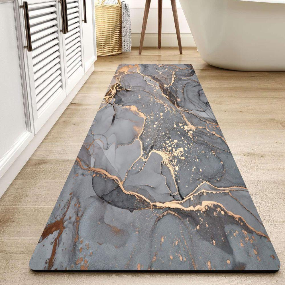 Суперпоглинаючий Діатомітовий Килимок Aquarius для ванної та кухні 50 х 120 см Сірий Мармур Буча - фото 1