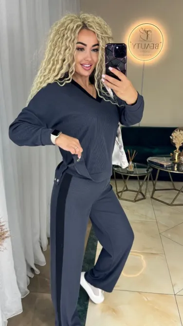 Жіночий костюм з рубчику з брюками палаццо Одеса - фото 7