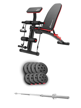 Набір Hop-Sport Premium 39кг з лавою HS-1035 та штангою Киев