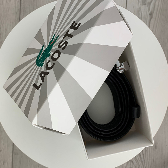 Мужской ремень Lacoste на джинсы, кожаный пояс Лакоста из натуральной кожи в коробке, черныйMasterSem Киев - изображение 7