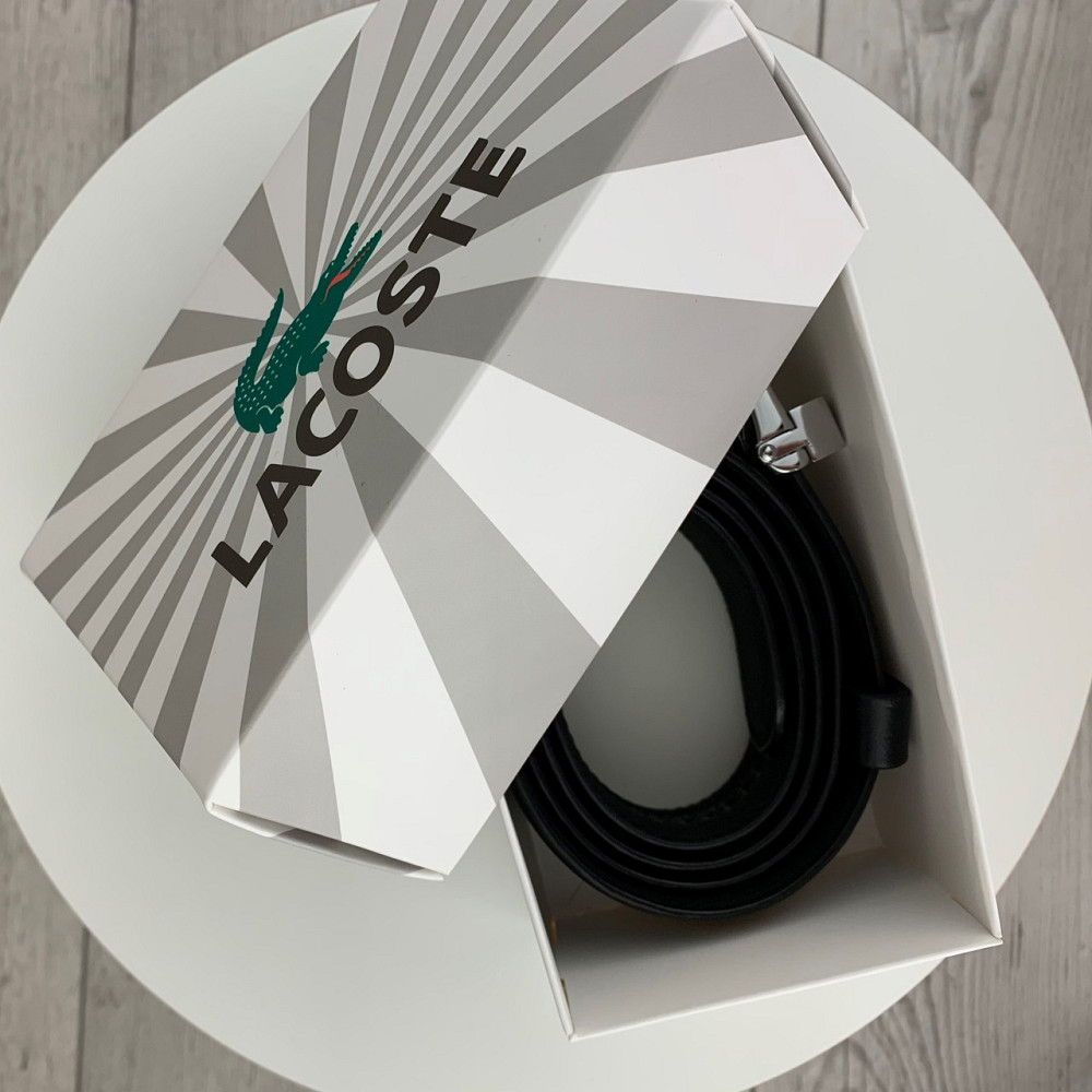 Чоловічий ремінь Lacoste на джинси, шкіряний пояс Лакоста з натуральної шкіри в коробці, чорнийMasterSem Київ - фото 7