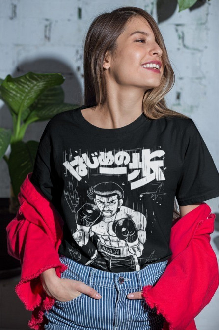 Футболка для хлопчика з аніме принтом Хаджіме Но Іппо Такамура оверсайз (зріст від 165 до 180) Чорний AnimeJ0418m Дніпро - фото 1