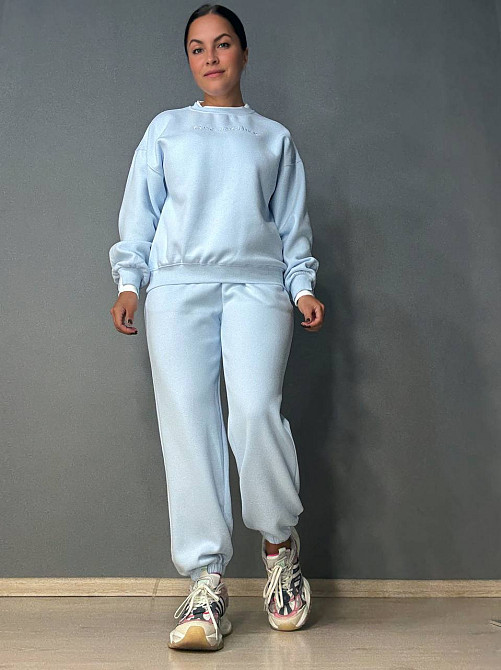 Костюм женский A-N 27063 свитшот и джогеры оверсайз с вышивкой голубой, голубой, S Киев - изображение 17