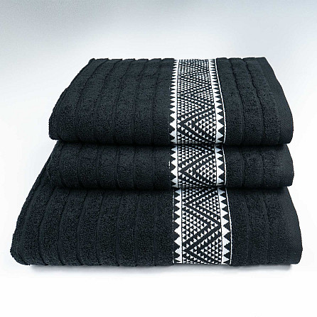 Комплект махрових рушників Зіпп 3шт GM Textile 50х90см, 50х90см, 70х140см 500г/м2 (Чорний) Суми - фото 1