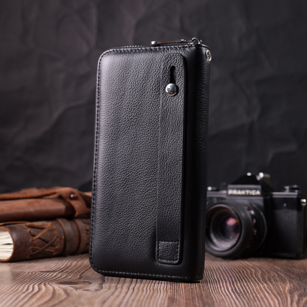 Универсальный кошелек-клатч на одно отделение из натуральной кожи ST Leather 22559 Черный Киев - изображение 2