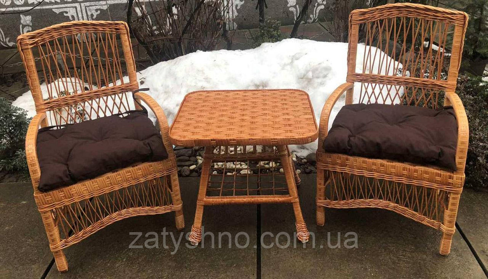 Меблі з лози з квадратним столом | меблі з лози на подарунок Київ - фото 6