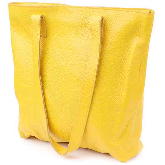 Місткий жіночий шоппер із натуральної шкіри Shvigel sale_15156 Жовтий Київ