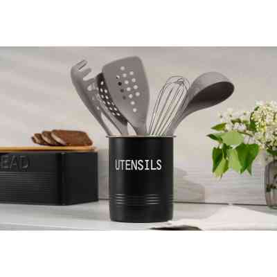 Аксесуар кухонний Ardesto Підставка для кухонного приладдя Midori 12х15.5см, метал, чорний (AR0915B) Вінниця