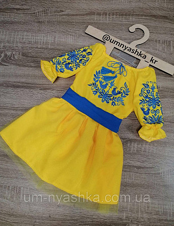 Сукня вишиванка жовто-синя Пташки патріоти Кривий Ріг - фото 1