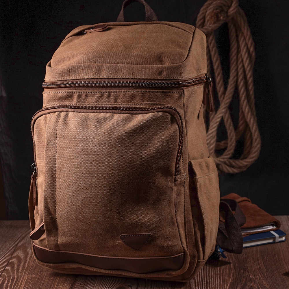 Текстильний рюкзак з кишенею для ноутбука Vintage sale_15075 Пісочний Київ - фото 6